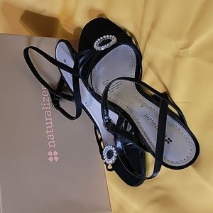 Naturalizer Crystal Black Fabric Heels